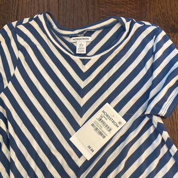 Girl’s navy/white striped Nordstrom dress - Picture 2 of 2